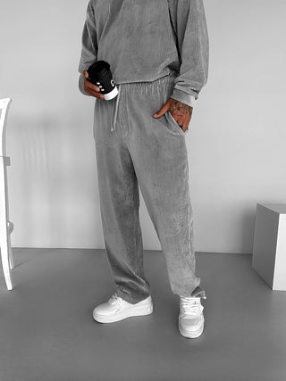 LOOSE FIT VELVET CORD PANT GRAY