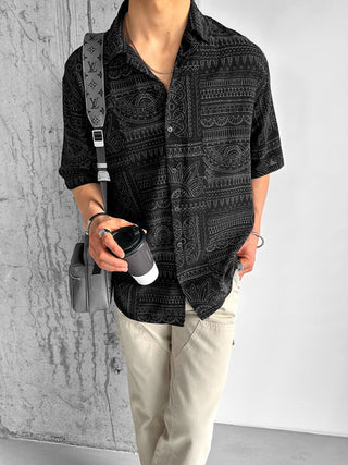 OVERSIZE AIRY STRUCTURE SHIRT BLACK