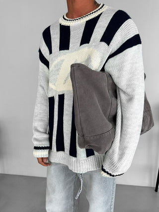 OVERSIZED KNIT SWEATER IN JERSEY STYLE GRAY