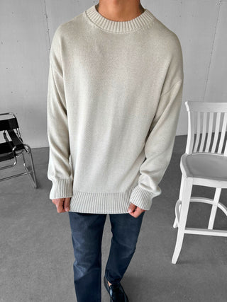 OVERSIZED MOUSE KNIT SWEATER BEIGE