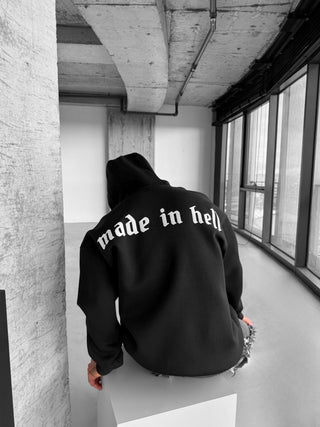 OVERSIZE MADE IN HELL FLEECE HOODIE BLACK