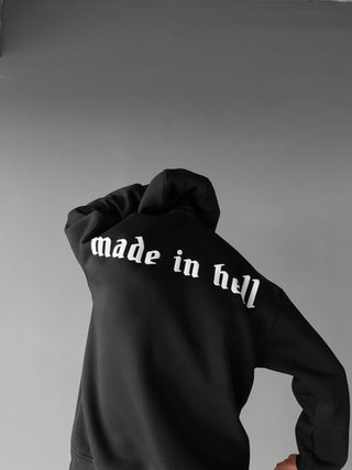 OVERSIZE MADE IN HELL FLEECE HOODIE BLACK