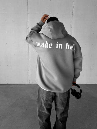 OVERSIZE MADE IN HELL FLEECE HOODIE GRAY