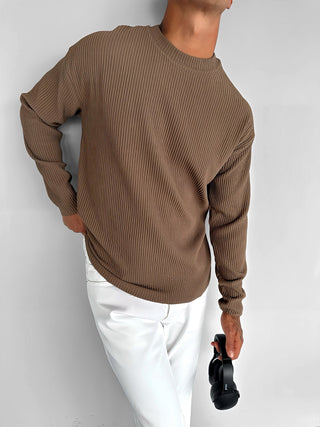 OVERSIZE RIBBED SWEATER BROWN