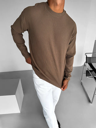 OVERSIZE RIBBED SWEATER BROWN