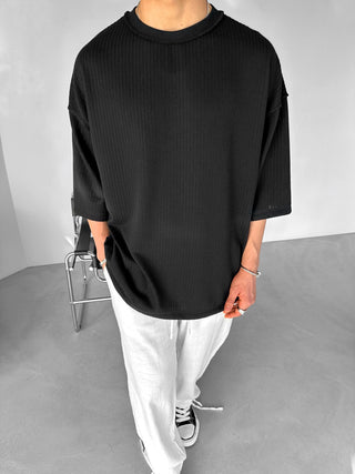 OVERSIZE RIBBED T-SHIRT BLACK