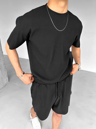 OVERSIZE RIBBED T-SHIRT BLACK