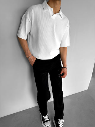 OVERSIZE STRUCTURED POLOSHIRT ECRU