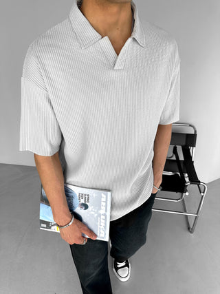 OVERSIZE STRUCTURED POLOSHIRT GRAY