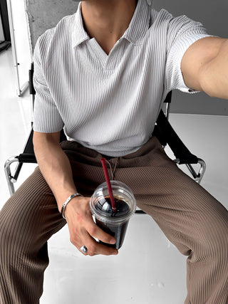 OVERSIZE STRUCTURED POLOSHIRT GRAY