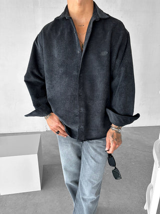 OVERSIZE VELVET SHIRT IN CORDUROY BLACK