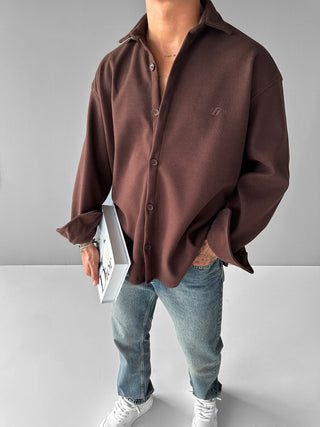 OVERSIZE WOOL SHIRT BROWN