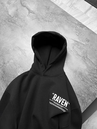 OVERSIZE RAVEN FLEECE HOODIE BLACK