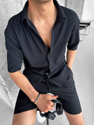 OVERSIZE RIBBED SHIRT BLACK