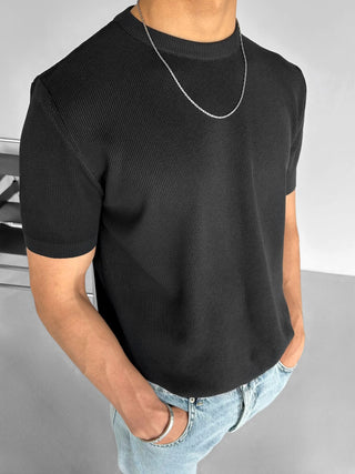 REGULAR BASIC KNIT T-SHIRT BLACK