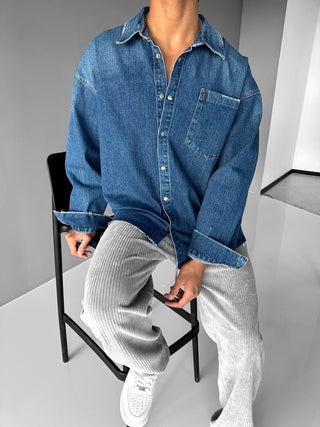 RELAXED FIT DENIM-OVERSHIRT BLUE