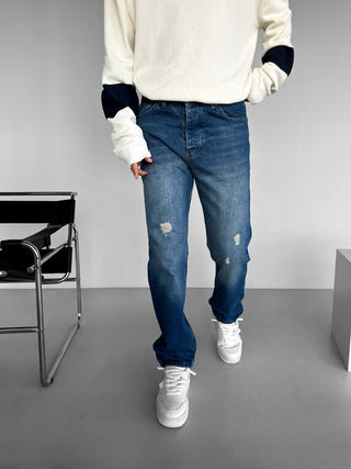 RELAXED DESTROYED JEANS DARK BLUE