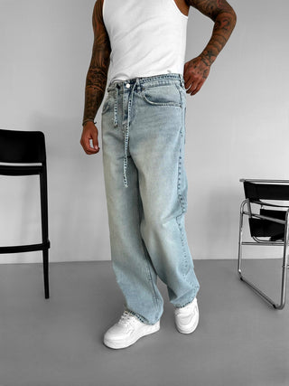 RELAXED FIT FADED JEANS BLUE