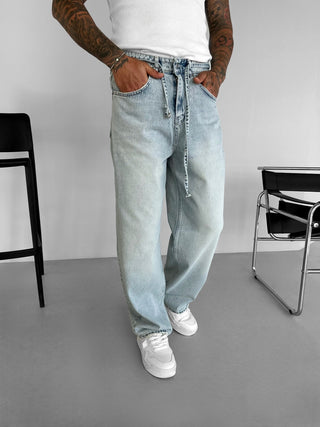 RELAXED FIT FADED JEANS BLUE