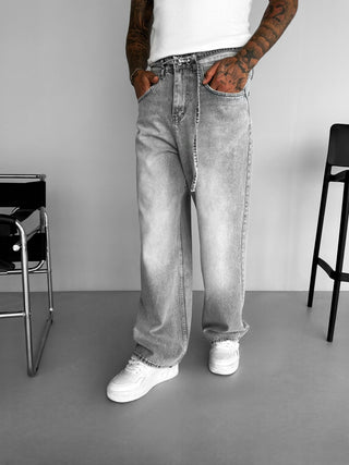 RELAXED FIT FADED JEANS GRAY