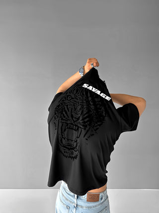 SAVAGE TIGER OVERSIZE T-SHIRT BLACK