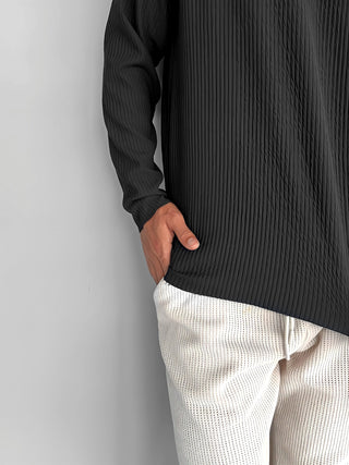 SLIM FIT RIBBED SWEATER BLACK