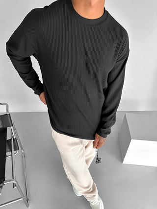 SLIM FIT RIBBED SWEATER BLACK