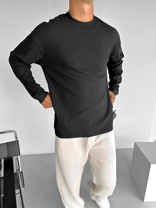 SLIM FIT RIBBED SWEATER BLACK