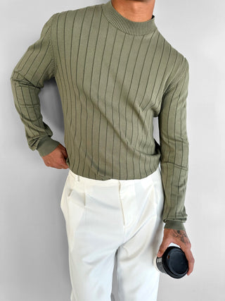 SLIM FIT RIBBED SWEATER KHAKI