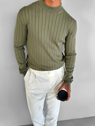 SLIM FIT RIBBED SWEATER KHAKI