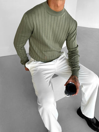 SLIM FIT RIBBED SWEATER KHAKI