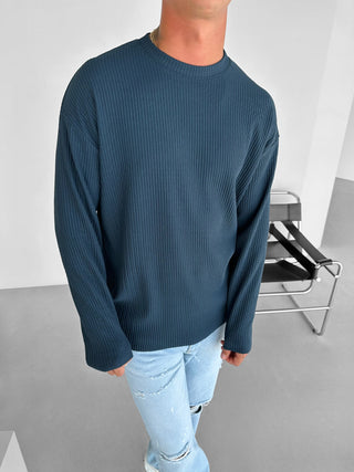 SLIM FIT RIBBED SWEATER NAVY