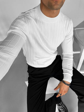 SLIM FIT RIBBED SWEATER WHITE