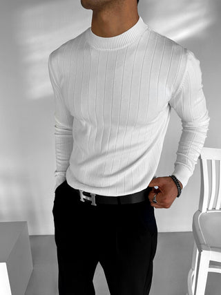 SLIM FIT RIBBED SWEATER WHITE