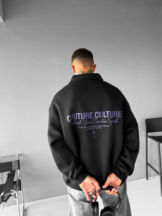 STATEMENT OVERSIZE CULTURE POLO SWEATER BLACK